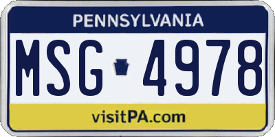 PA license plate MSG4978