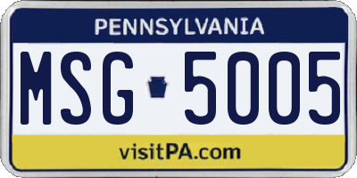 PA license plate MSG5005