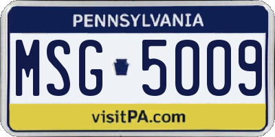 PA license plate MSG5009