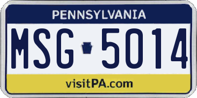 PA license plate MSG5014