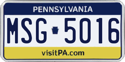 PA license plate MSG5016