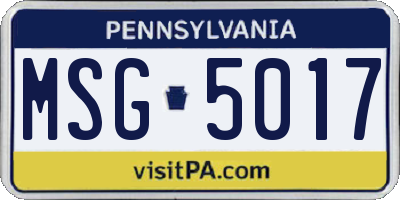 PA license plate MSG5017
