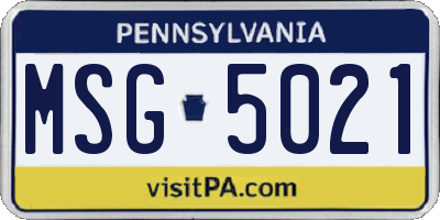 PA license plate MSG5021