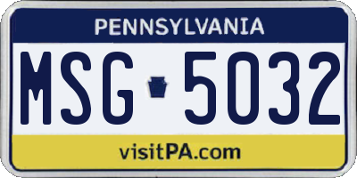 PA license plate MSG5032