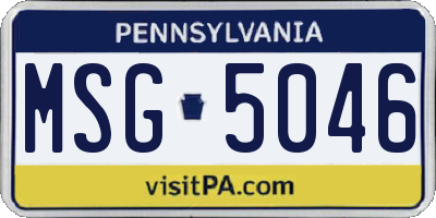 PA license plate MSG5046