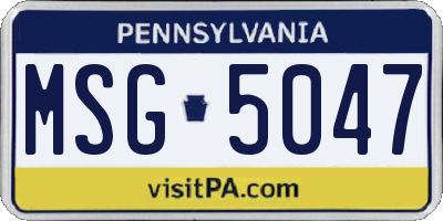 PA license plate MSG5047