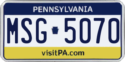 PA license plate MSG5070