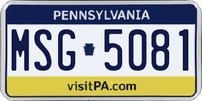 PA license plate MSG5081
