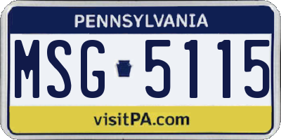 PA license plate MSG5115