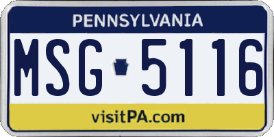 PA license plate MSG5116
