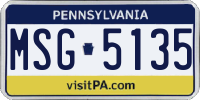 PA license plate MSG5135