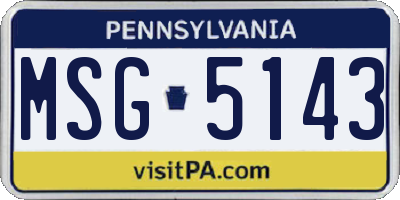 PA license plate MSG5143