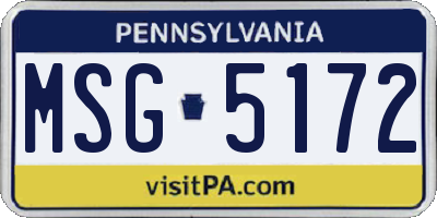 PA license plate MSG5172