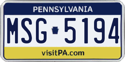 PA license plate MSG5194