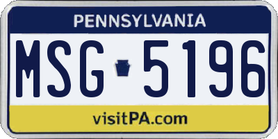 PA license plate MSG5196