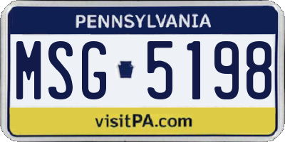 PA license plate MSG5198