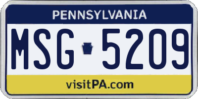 PA license plate MSG5209