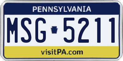 PA license plate MSG5211