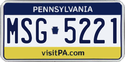 PA license plate MSG5221