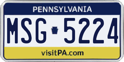 PA license plate MSG5224