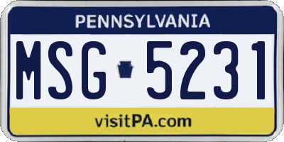 PA license plate MSG5231
