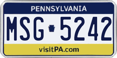 PA license plate MSG5242