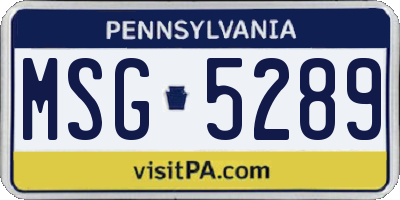 PA license plate MSG5289