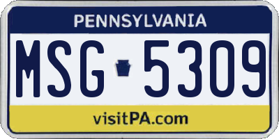 PA license plate MSG5309
