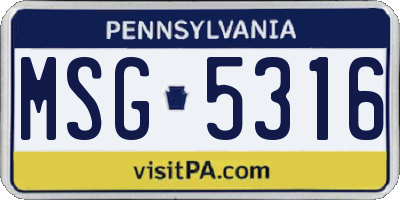 PA license plate MSG5316