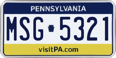 PA license plate MSG5321