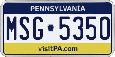 PA license plate MSG5350