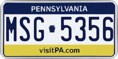 PA license plate MSG5356