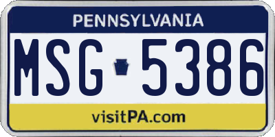 PA license plate MSG5386