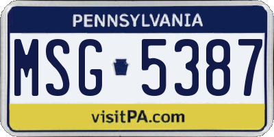 PA license plate MSG5387