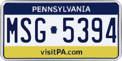 PA license plate MSG5394
