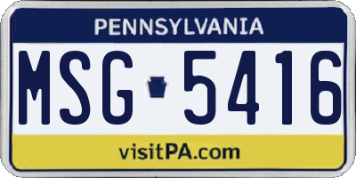 PA license plate MSG5416