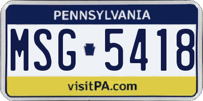 PA license plate MSG5418