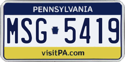 PA license plate MSG5419