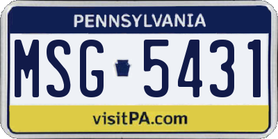 PA license plate MSG5431