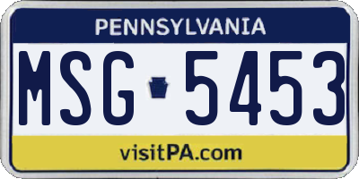 PA license plate MSG5453