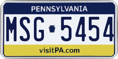 PA license plate MSG5454