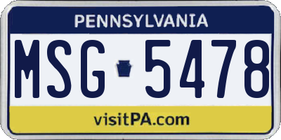 PA license plate MSG5478