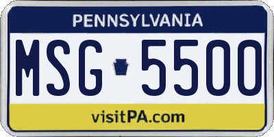 PA license plate MSG5500