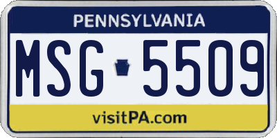 PA license plate MSG5509