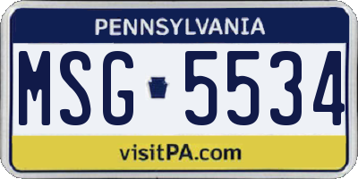 PA license plate MSG5534