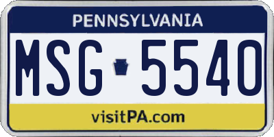 PA license plate MSG5540
