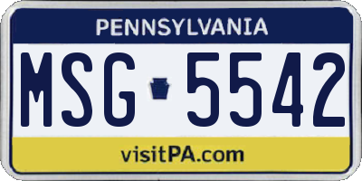 PA license plate MSG5542