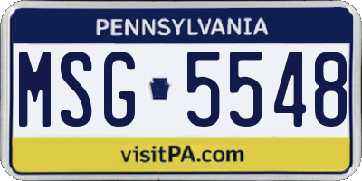 PA license plate MSG5548
