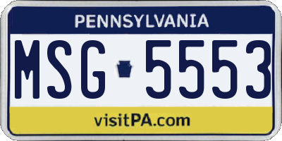 PA license plate MSG5553