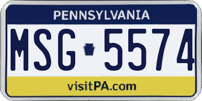 PA license plate MSG5574